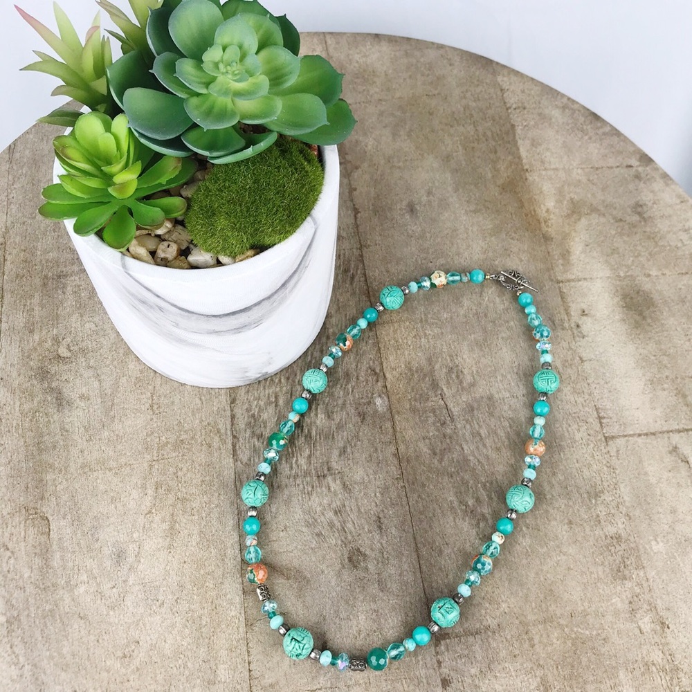 Handmade Turquoise Beaded Statement Necklace